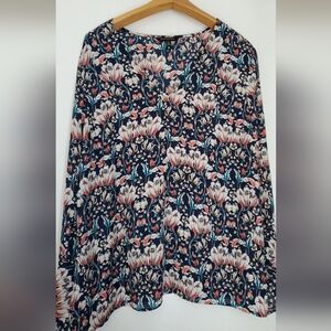 Banana Republic Morris-Inspired Floral Blouse, Bell Sleeves, XL, 12-14